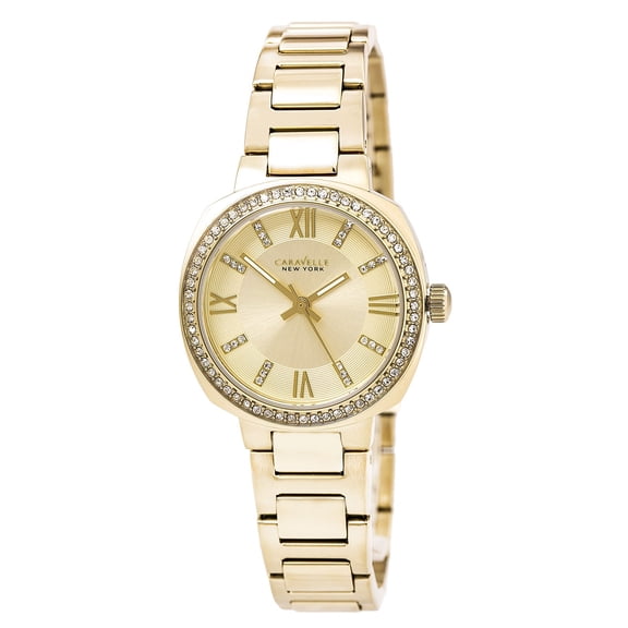 Caravelle 44L225 Women's Crystal Gold Tone Dial Yellow Gold Steel Bracelet Watch