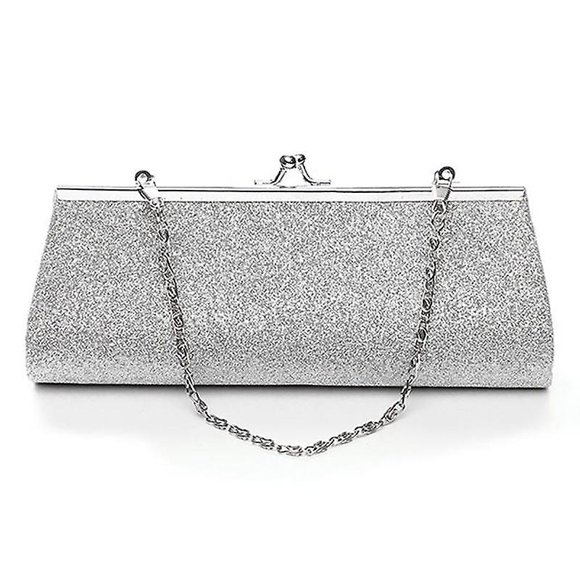 Fashion Women Glitter Silver Colors Clutch Purse Evening Party Wedding