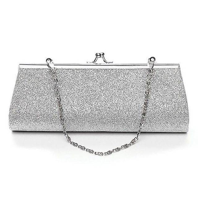 Fashion Women Glitter Silver Colors Clutch Purse Evening Party Wedding