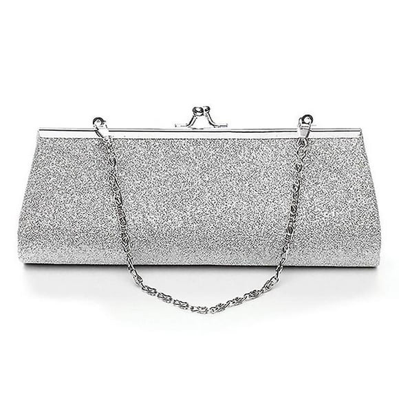 Fashion Women Glitter Silver Colors Clutch Purse Evening Party Wedding