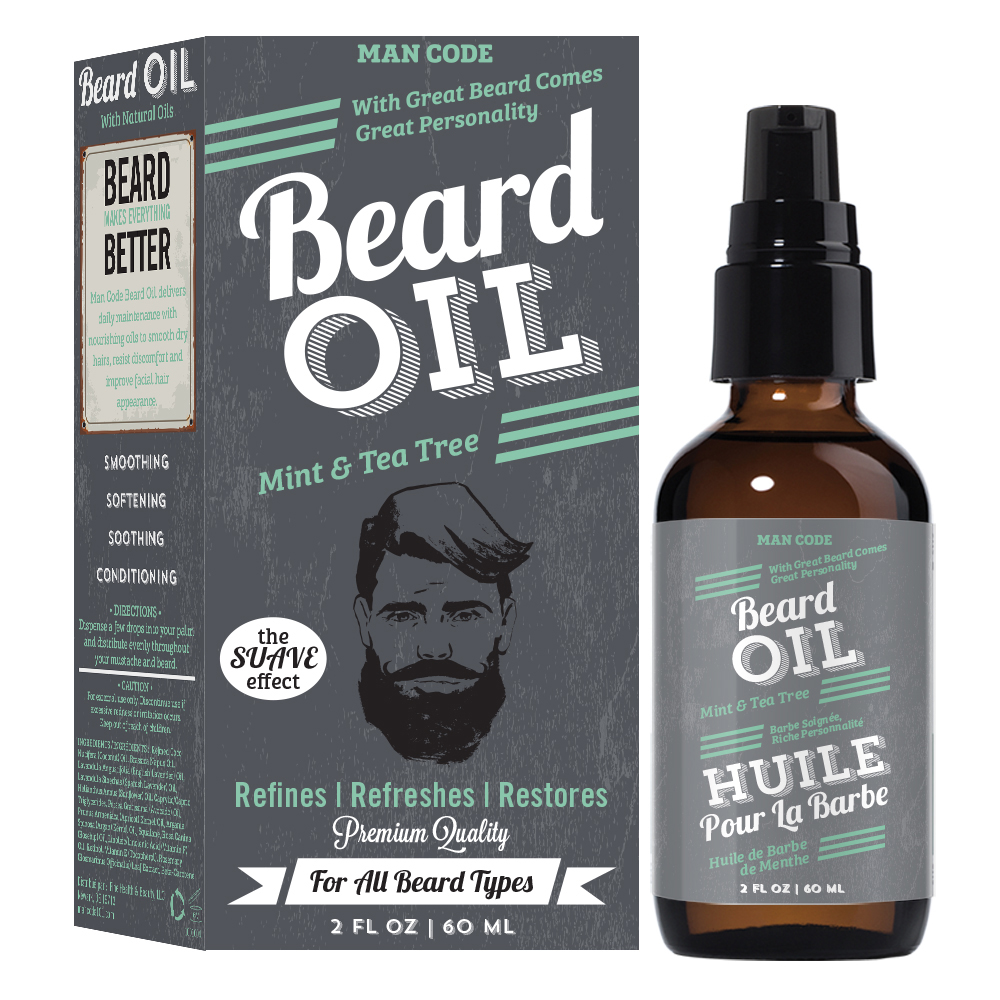 Man Code Peppermint Beard Oil with Organic Mint and Tea Tree Shave