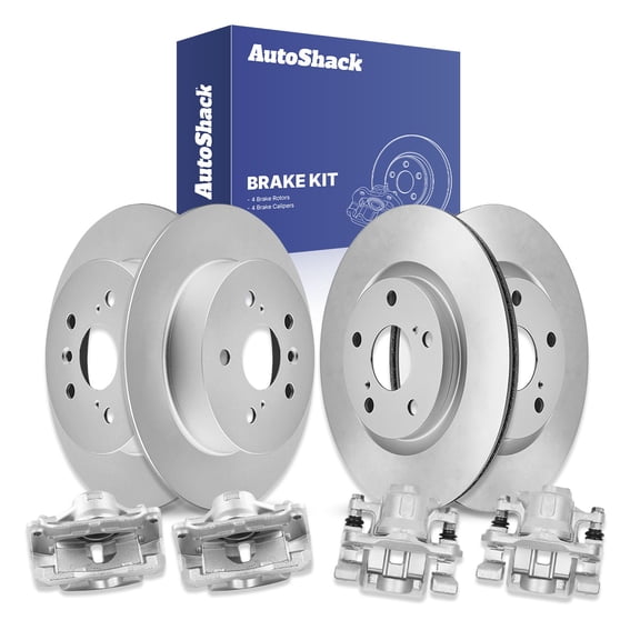 AutoShack Front Vented & Rear Solid Brake Rotors Calipers 8-PC Brake Kit Replacement for 2018-2024 Toyota Camry