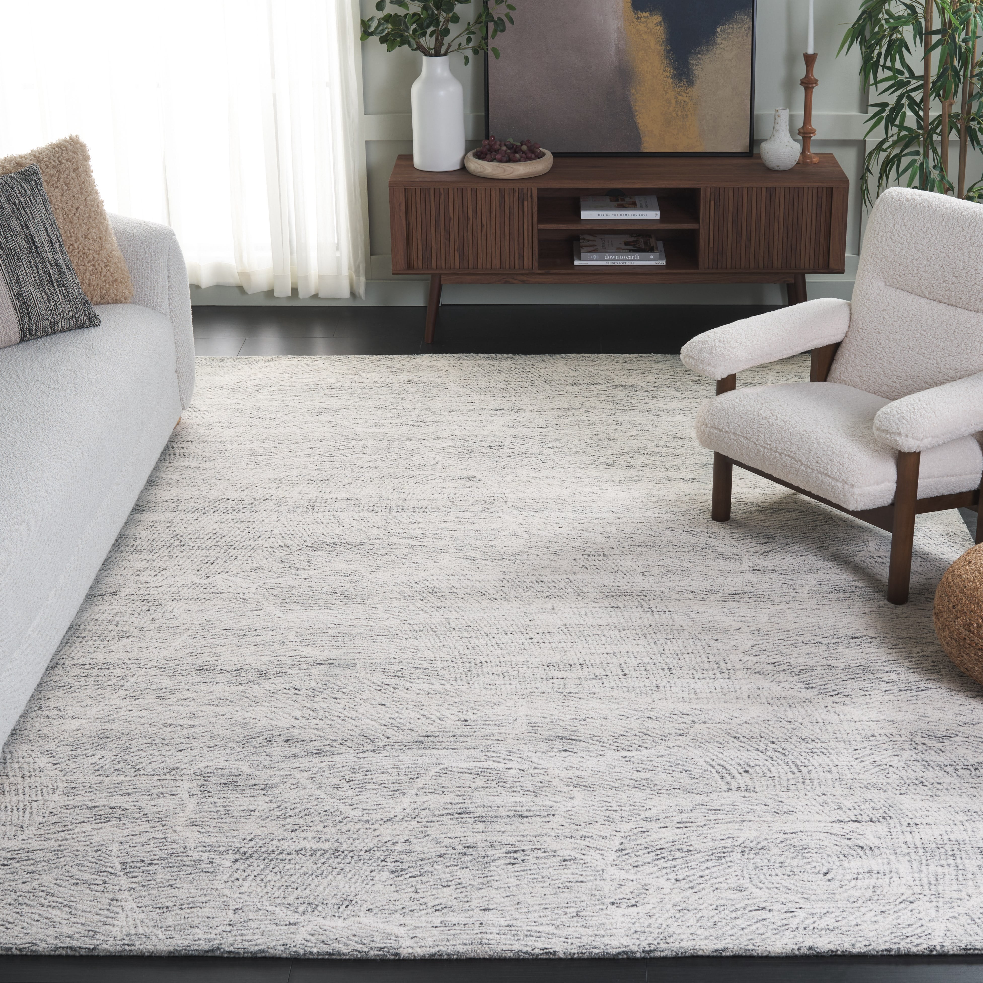 SAFAVIEH Metro Patricia Distressed Area Rug, Dark Grey/Ivory, 9' x 12'