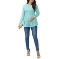 thumbnail image 2 of INSPIRE CHIC Womens Nursing Top Ruffle Pleated Long Sleeve Tunic Rayon Postpartum Breastfeeding Shirt Pregnancy Clothes S Blue, 2 of 6