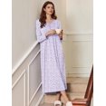 thumbnail image 3 of Ekouaer Women Ultra Soft Nightgown Long Sleeve V Neck Sleepwear Henley Button Down Night Shirt, 3 of 5