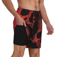 thumbnail image 3 of Picia Red And Black Abstract Skull pattern Mens Swim Trunks with Compression Liner Stretch Beach Shorts Quick Dry with Zipper Pockets No-Chafing Board Shorts-Small, 3 of 9