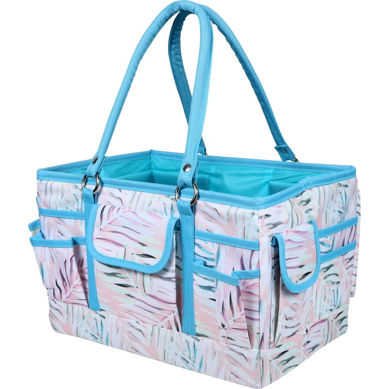 SINGER Sewing Storage Organizer Collapsible Tote Caddy, Craft Storage,  Tropical Animal Print, 1 Count