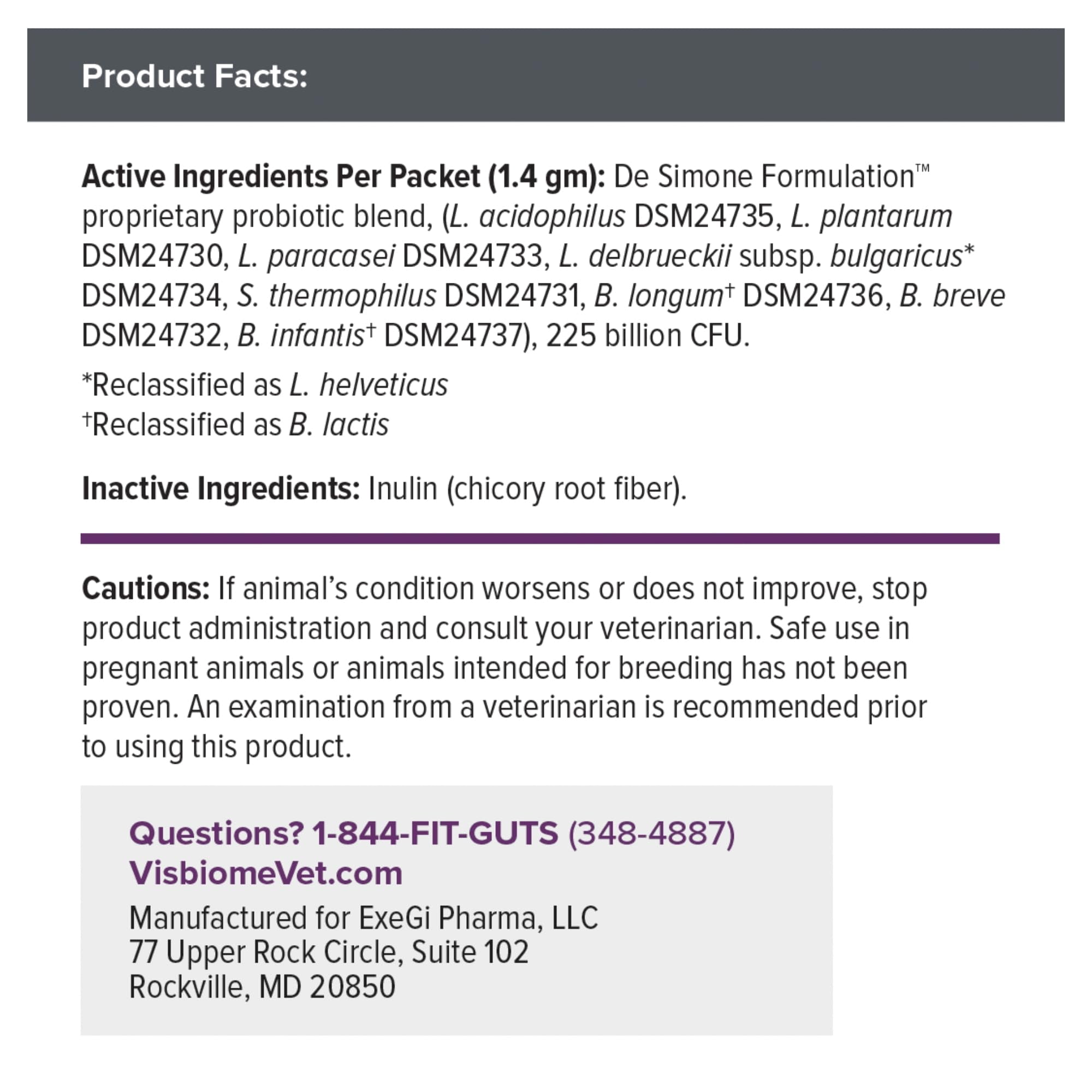 Visbiome® Vet Advanced GI Care High Potency Probiotic for Dogs & Cats – 225B CFU, 8-Strain Formula – Refrigerated, Veterinarian Recommended, Clean Label Certified – 90 Packets