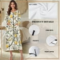 thumbnail image 5 of FKELYI Fall Zipper Front Robes Nightgowns Retro Lemon Hummingbird Print Women's Sleepwear Dress with 2 Pockets Comfy Housecoat Nightwear Dress Long Sleeve Loungewear, XL, 5 of 6