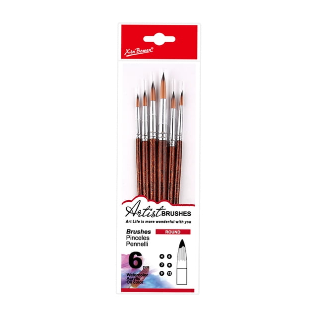 Ruiboury Easy To Paint Brushes For Artists Stylish Appearance And Practical Gifts 6 sets (Round)
