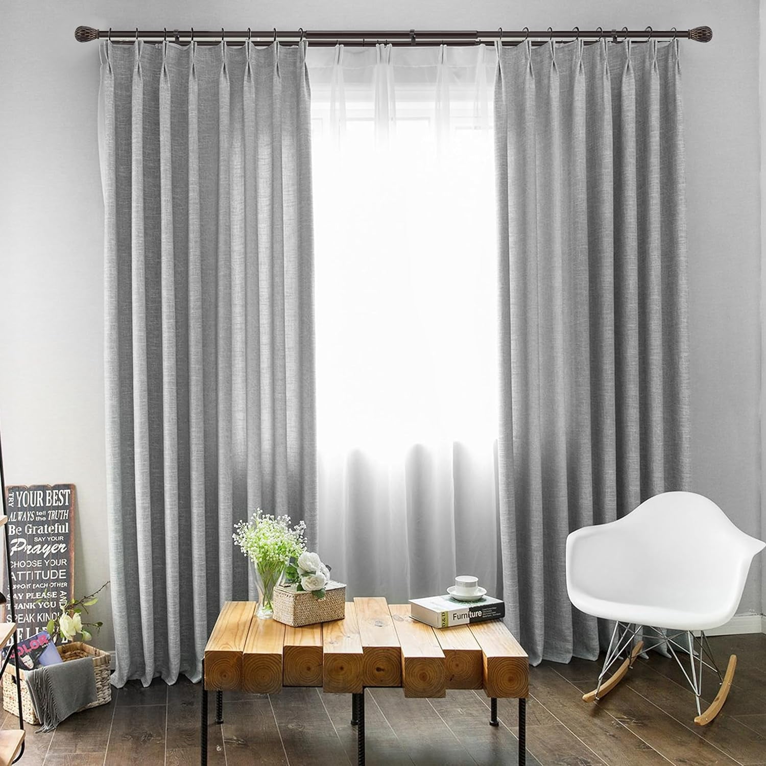 eTeckram 5/8" Double Curtain Rod with Brun Finials,Bronze Gold,84‘’-120‘’
