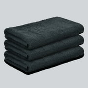 Bleach Proof Hand Towels Ringspun Cotton 16x27 - Ideal for Spa, Salons, Hospitality, Gym, Home Use - 12 Pcs - Black