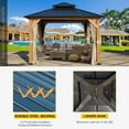 thumbnail image 4 of Mellcom 11' x 11' Solid Wood Gazebo, Outdoor Hardtop Gazebo with Curtains and Mosquito Netting, for Patio, Garden, Backyard, 4 of 9