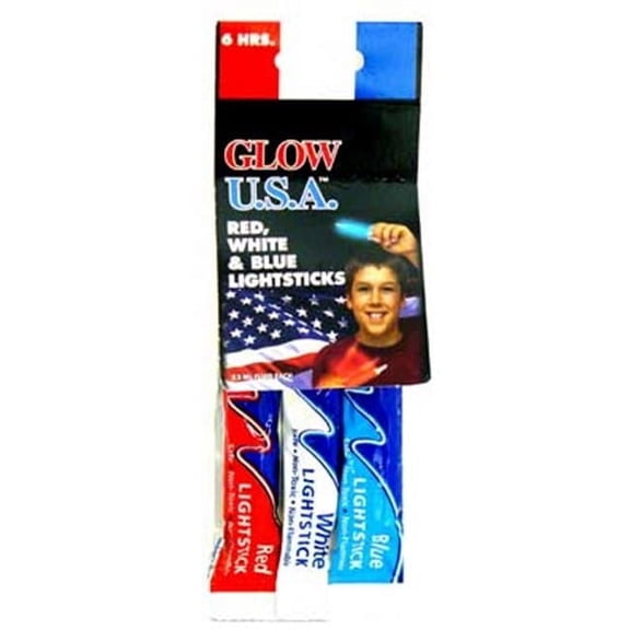 Barjan GLOWSTICKS 3-PK RED-WHITE-BLUE 4in.