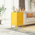thumbnail image 2 of Single Door Lockable Metal End Table & Children's Bedside Table, 2-Tier Storage Cabinet with Adjustable Shelf, Easy Assembly Side Table for Living Room Bedroom Home Office Yellow, 2 of 7