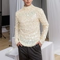 thumbnail image 2 of Men's Performance Long Sleeve T Shirt Beaded Bright Stand Collar Base Shirt Comfortable Breathable Athletic Fit Mens Casual Crew Neck Basic Tees, 2 of 5