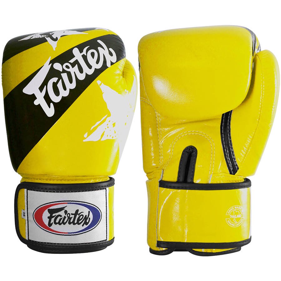 Fairtex Muay ThaiStyle Sparring Gloves 18 oz Yellow / Black Stars