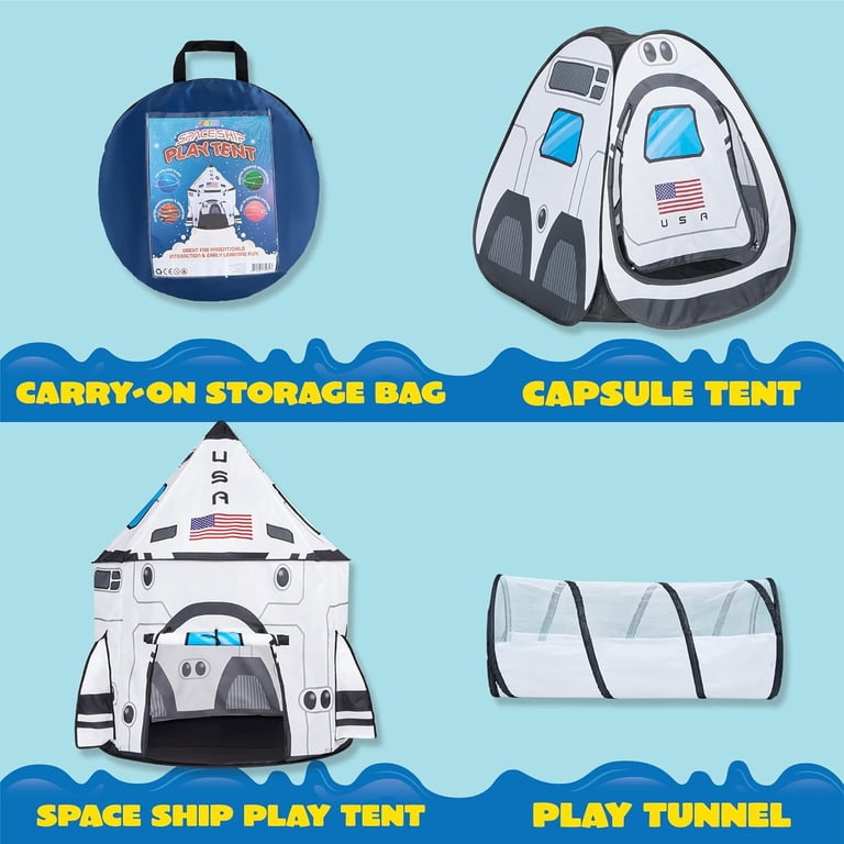 Joyfy 3-Piece Rocket Ship Play Tent Set with Tunnel photo 6