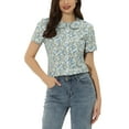 thumbnail image 1 of INSPIRE CHIC Chemisier d'Été pour Femme à Col Peter Pan, Boutonné à l'Avant, Blouse Vintage à Motif Floral, Haut m Bleu, 1 of 6