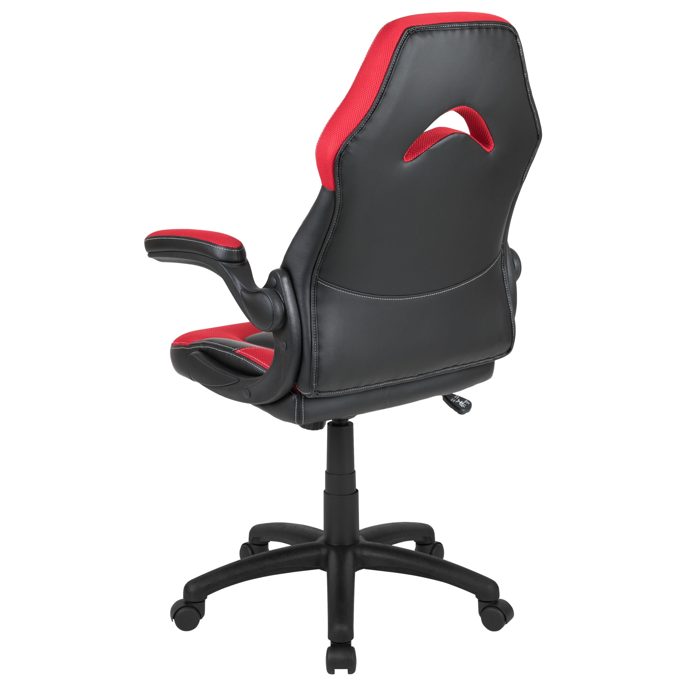 Emma + Oliver Gaming Racing PC Chair with Flip-up Arms, Red/Black LeatherSoft