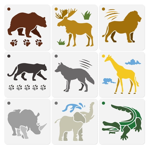 9Pcs Wild Animal Stencils