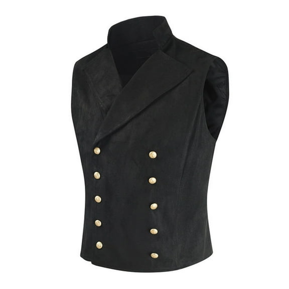 Mens Double Breasted Suede Dress Vest Gothic Steampunk Prom Party Formal Suit Velvet Vintage Victorian Waistcoat