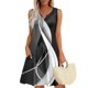 thumbnail image 2 of Vestido Corto para las Mujeres de Verano, la Impresión de la Moda de Bolsillo Botón sin Mangas Cuello en V para Casual Y Diario, 2 of 8