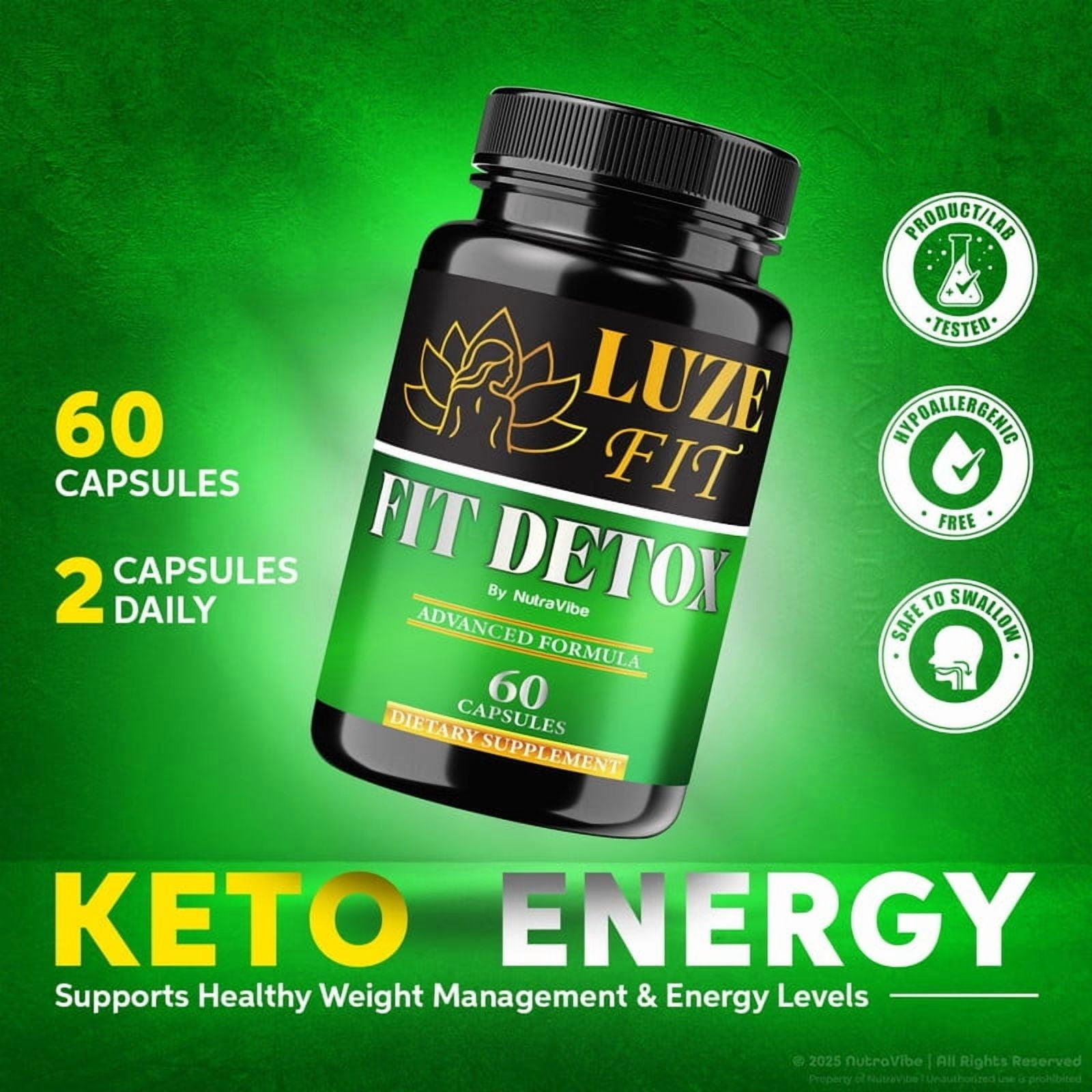 (2 Pack) Luze Fit Detox Capsules – Daily Care Formula with a Clean, Natural Blend to Support Body Goals, Fitness & Vitality | Easy-to-Take LuzeFit Detox Pills for Wellness (120 Capsules)