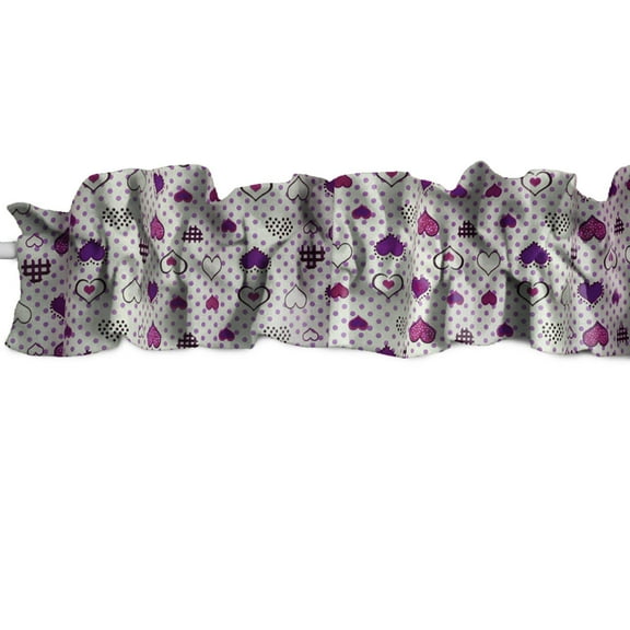 Hearts and Dots Print Cotton Curtain Sleeve Topper Window Treatment