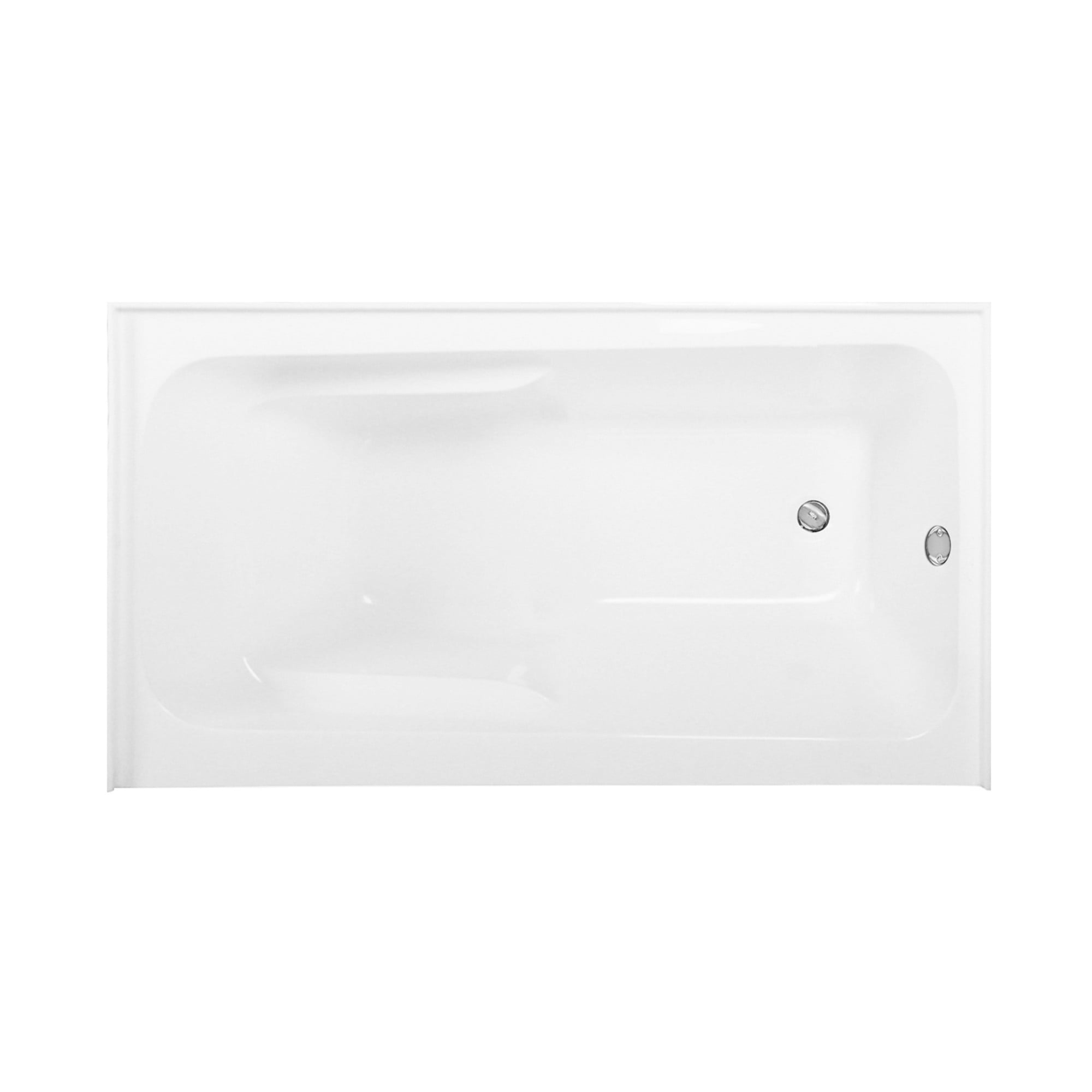 Aqua Eden CVTAP543023R1 54" Acrylic Rectangular 3-Wall Alcove Tub with Armrests, Right Hand Drain, Glossy White/Polished Chrome