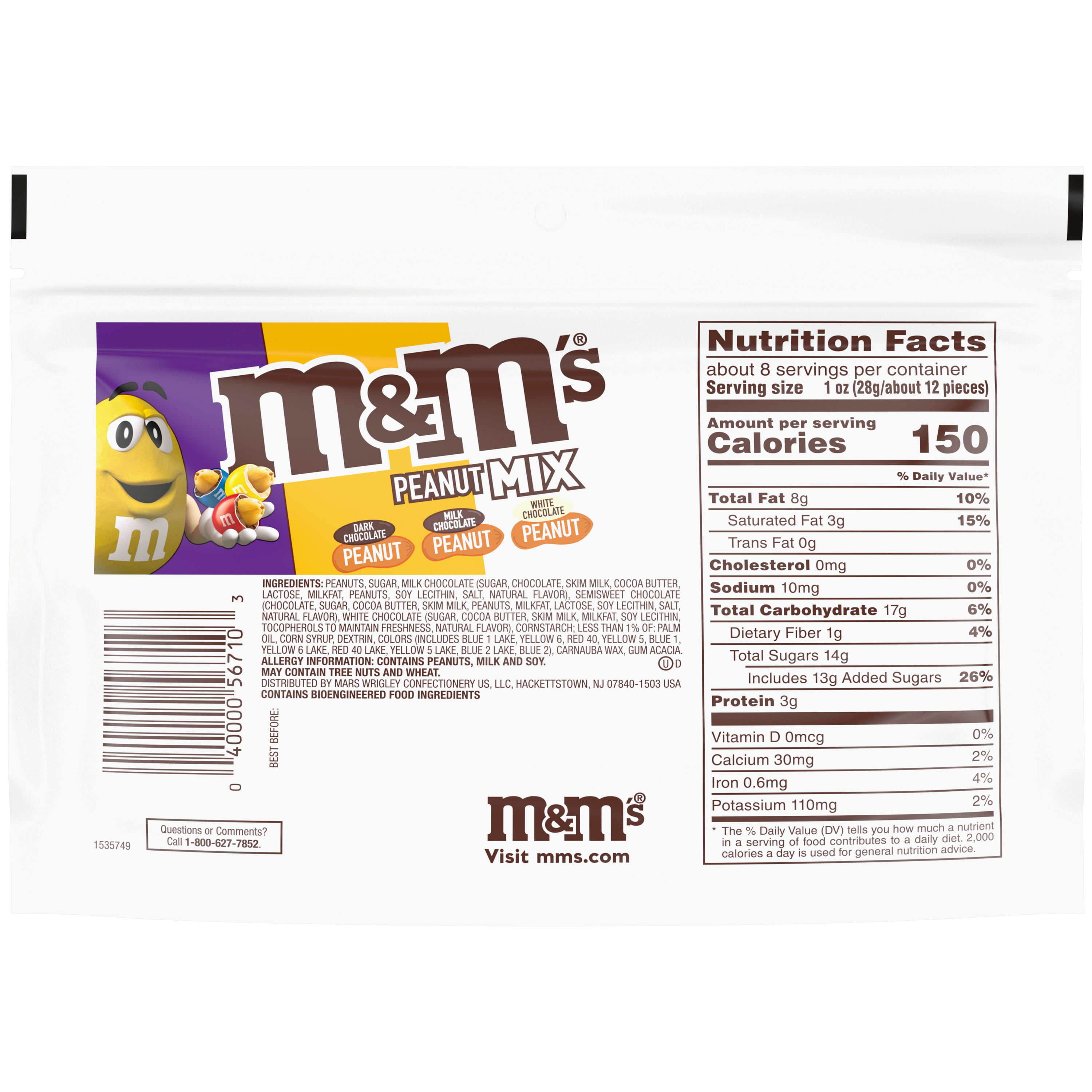 M&M's® Peanut Mix Chocolate Candy Sharing Size Bag, 8.3 oz - King Soopers