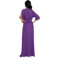 thumbnail image 6 of KOH KOH Long Sexy V-Neck Short Sleeve Slit Flowy Cocktail Evening Bridesmaid Wedding Guest Party Summer Tall Dressy Maxi Dress Gown For Women Lavender Purple X-Small US 2-4 NT290, 6 of 7