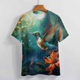 thumbnail image 3 of Flower Hummingbird T Shirts Basic T-Shirt Short Sleeve Ladies Tee Shirt Summer Graphic Clothing, 3 of 6