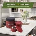 thumbnail image 4 of Cleo Lunch Box With Premium Fabric Bag - Red | 2 Inner Steel Containers With Airtight Lids, 450ml & 600ml - BPA Free, Microwave Safe & Leak Proof, 4 of 5