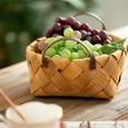 thumbnail image 5 of Hand Woven Bread Basket with Handle Storage Basket Fruit Basket Picnic Basket, Wood Chip Material Desktop Storage Box for Daily Storage, 5 of 11