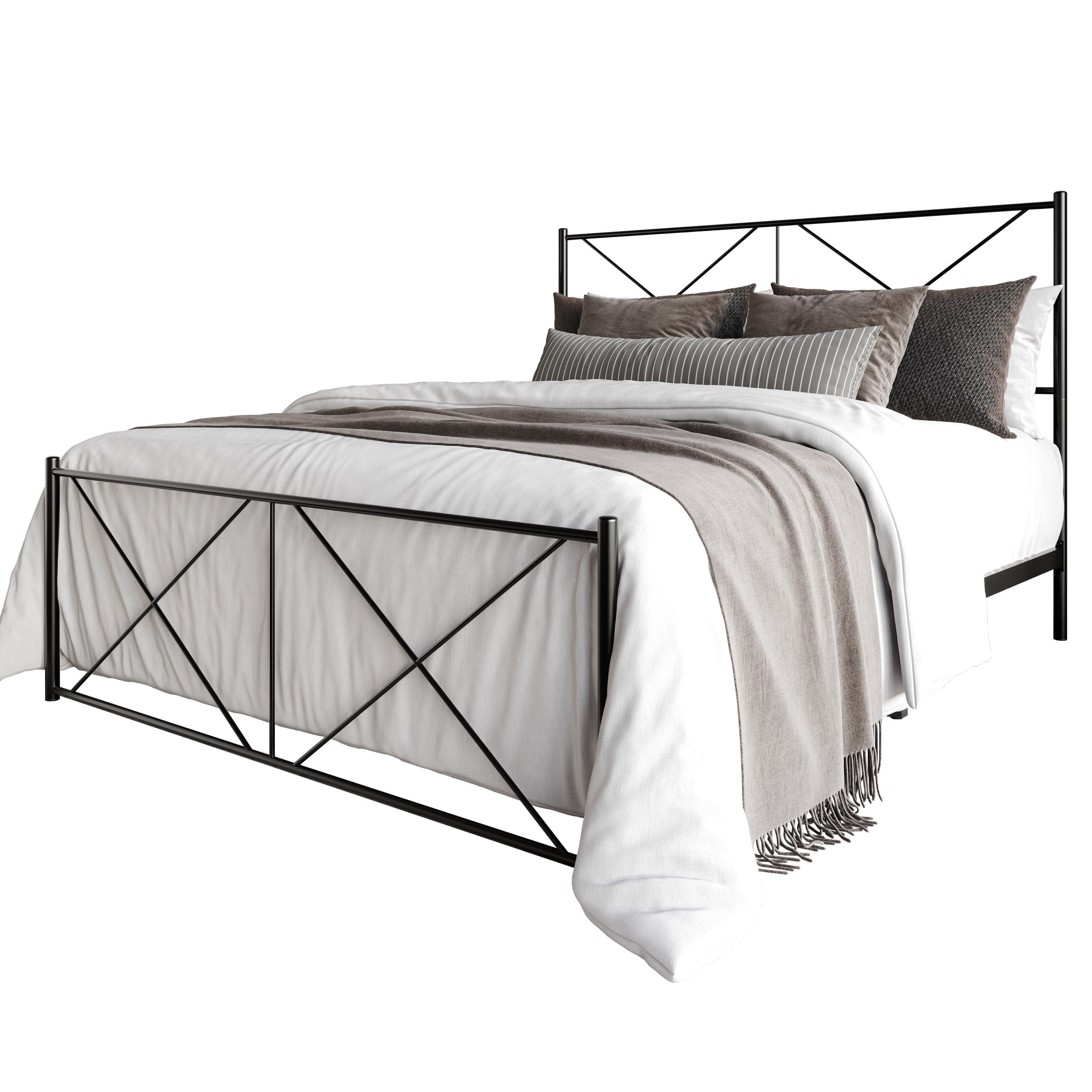 Home Design Sturgis Twin Metal Bed Frame for Adult Bedroom, Platform Style, Black