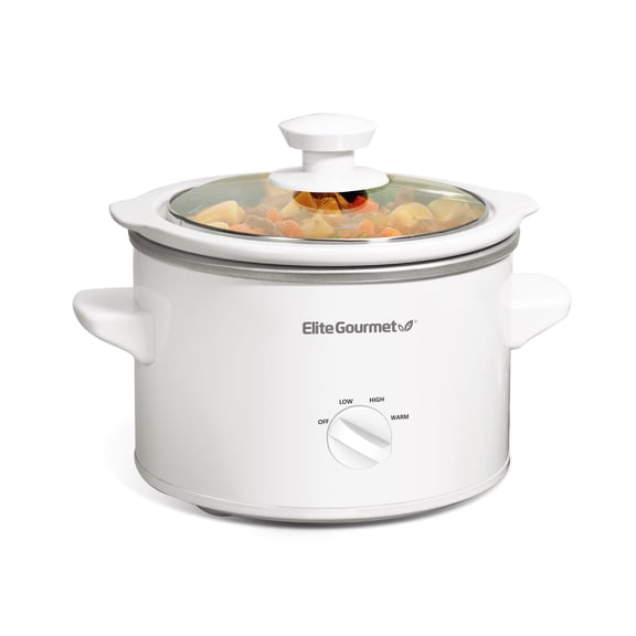 Elite Cuisine MST-250XW 1.5-Quart Round Slow Cooker, White