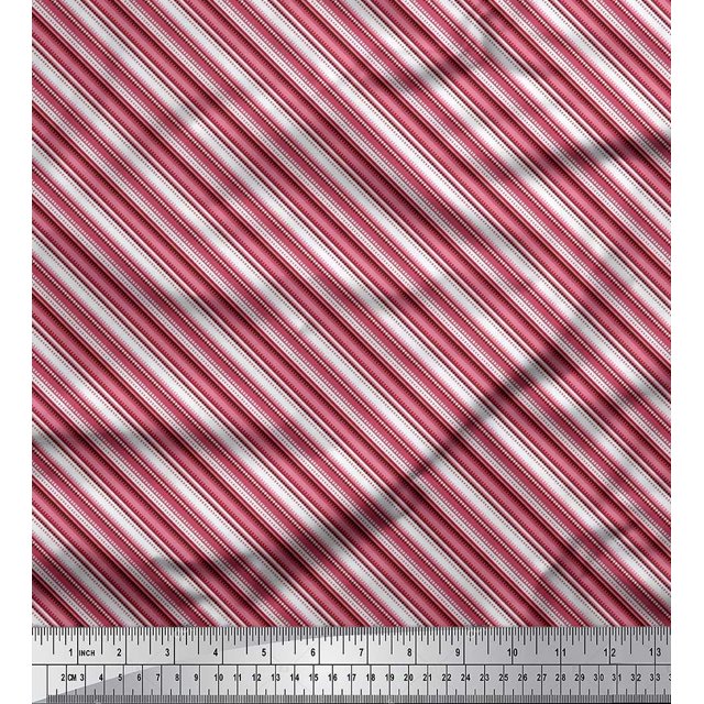 Soimoi Tissu Satin Modal à Rayures Diagonales Tissu au Mètre 42 Pouces de Large