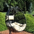 thumbnail image 4 of Sunnydaze Jackson Resin Wicker Egg Hanging Chair with Cushions, Yellow, 4 of 9