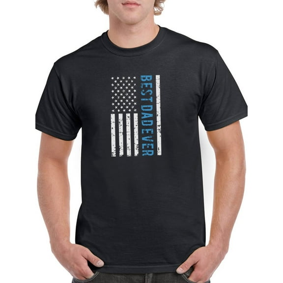 Smartprints Mens Graphic Tee - Best Dad Ever! Flag Quote - Regular Fit 100% Cotton