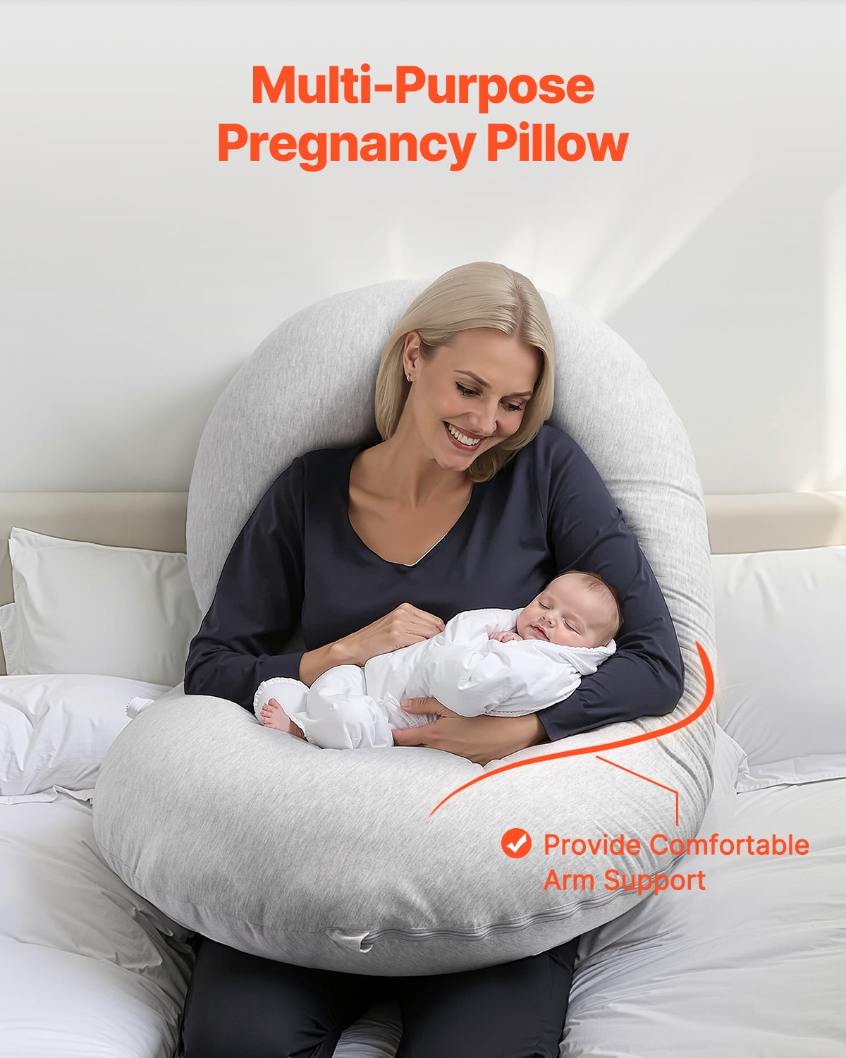 VEVOR Pregnancy Pillow, C-Shaped Full Body Maternity Pillow for Sleeping, Ultra-Soft and Breathable Pregnant Support Pillows with Removable & Washable Cover, Perfect for Back, Belly, Hip