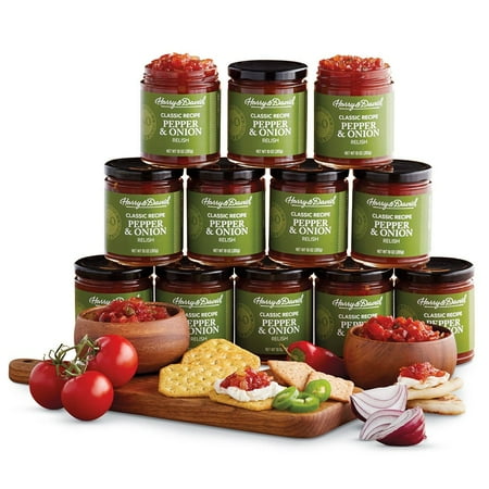 Harry & David Classic Recipe Pepper & Onion Relish, Plant Based Condiment, Hamburger & Hot Dog Relish, Sandwich Spread Topping, Charcuterie Board Foods, 10Oz, 12Pk
