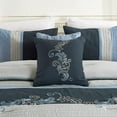 thumbnail image 4 of Chezmoi Collection 7-Piece Luxury Floral Leaves Embroidery Comforter Set, King, Navy/Blue/Gray, 4 of 9