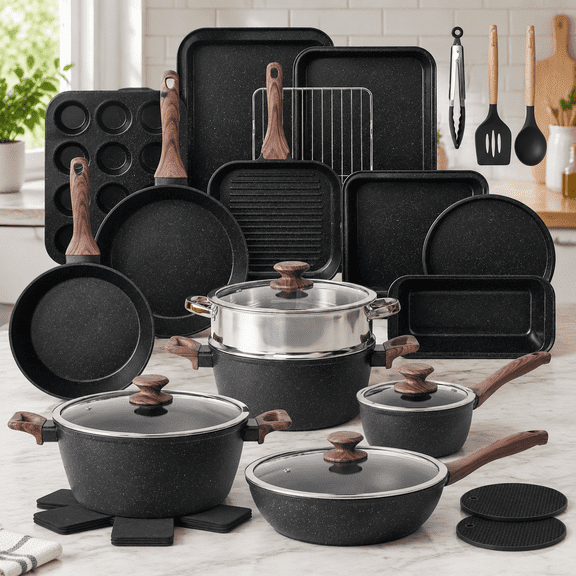 31 Piece Pots and Pans Set Non Stick Kitchen Cookware Sets