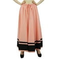 thumbnail image 5 of Bimba Women's Long Maxi Skirt With Contrast Border Boho Skirt With Elastic Waist, 5 of 8