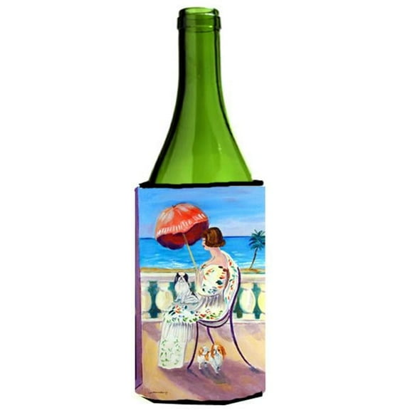 Lady With Her Japanese Chin Wine bottle sleeve Hugger