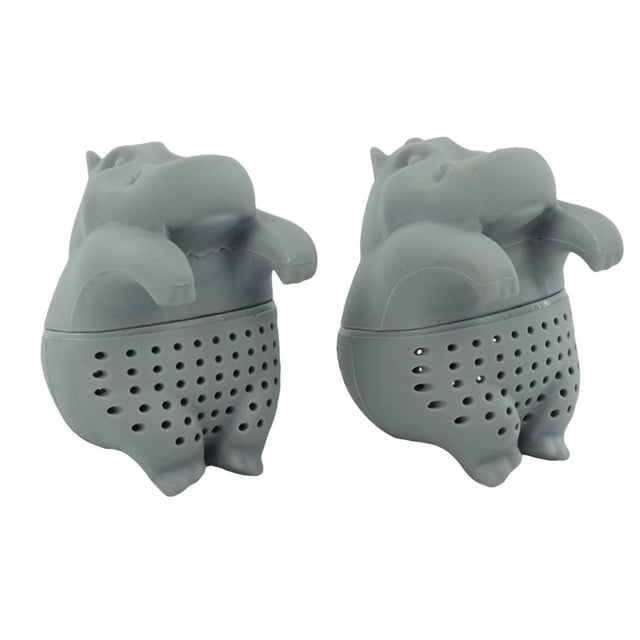 FRCOLOR hippo tea infuser Hippo Silicone Tea Infuser Tea Loose Leaf Tea Strainer Filter Diffuser Kitchen Tools Gadgets (Grey),2.56"X2.17"X1.81"