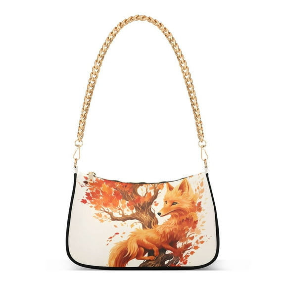 Fox Tree and LeavesWomen Small Shoulder Bag Crossbody Tote Hobo Bags Purse Clutch Handbags with Chain Strap for Women