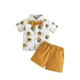 thumbnail image 2 of Outfit Boy Toddler Baby Boys Summer Honey Bee Print Lapel Shirt and Shorts Stylish 2 Piece Causal Outfit Baby Outfits Yellow 6 Months-9 Months, 2 of 7