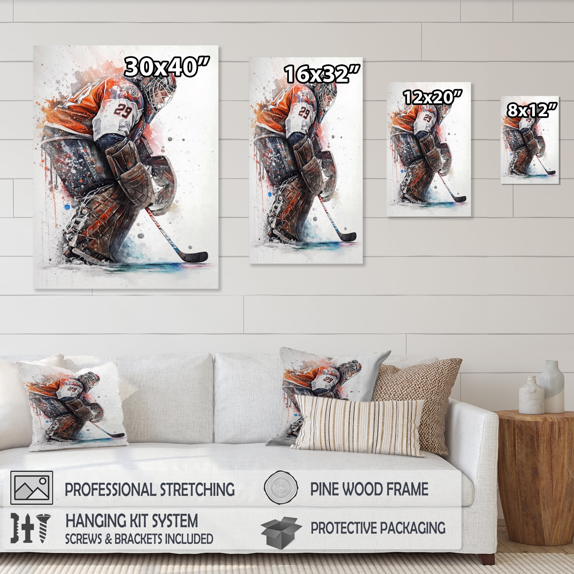 Designart Goal Keeper During Hockey Game IV Canvas Wall Art